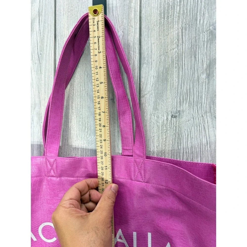 Rachel Allan Pink Croc Embossed Tote Bag L Faux Leather Logo Carryall Fuchsia